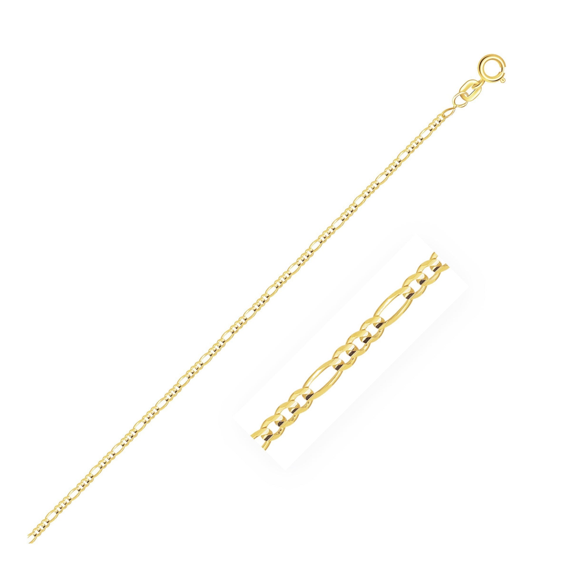 14k Yellow Gold Solid Figaro Chain 1.3mm Bids.com