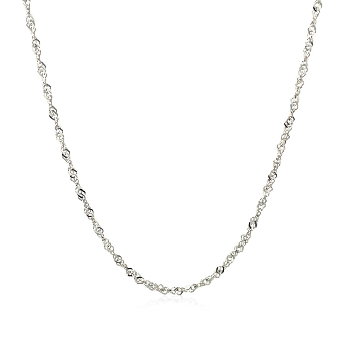 14k White Gold Singapore Chain 1.5mm Bids.com