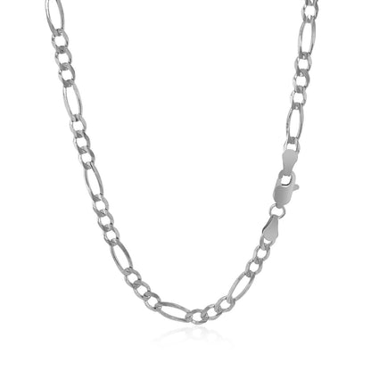 3.8mm 14k White Gold Solid Figaro Chain Bids.com