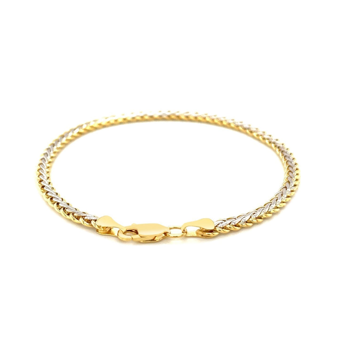Two-Toned Fine Wheat Chain Bracelet in 10k Yellow and White Gold Bids.com