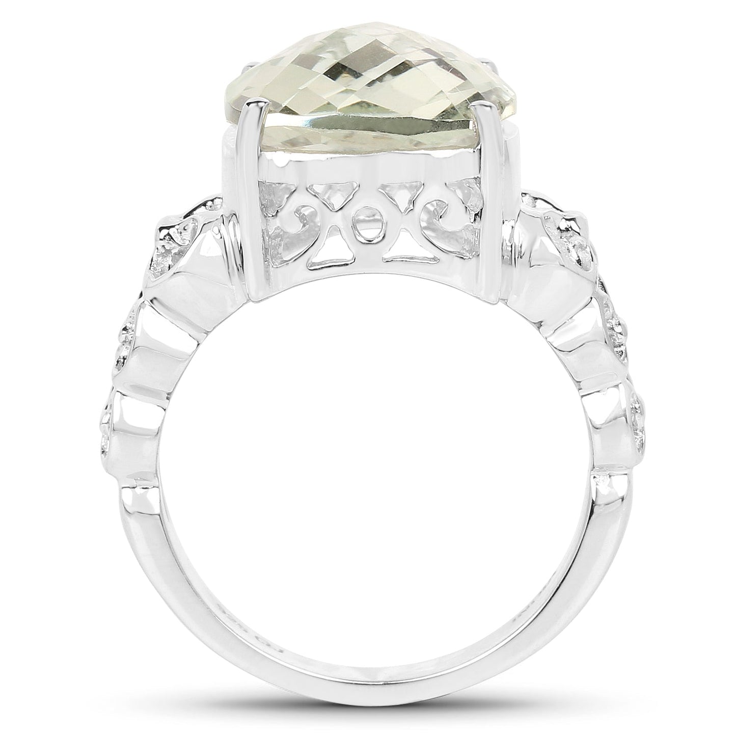 6.74 Carat Genuine Green Amethyst .925 Sterling Silver Ring Bids.com
