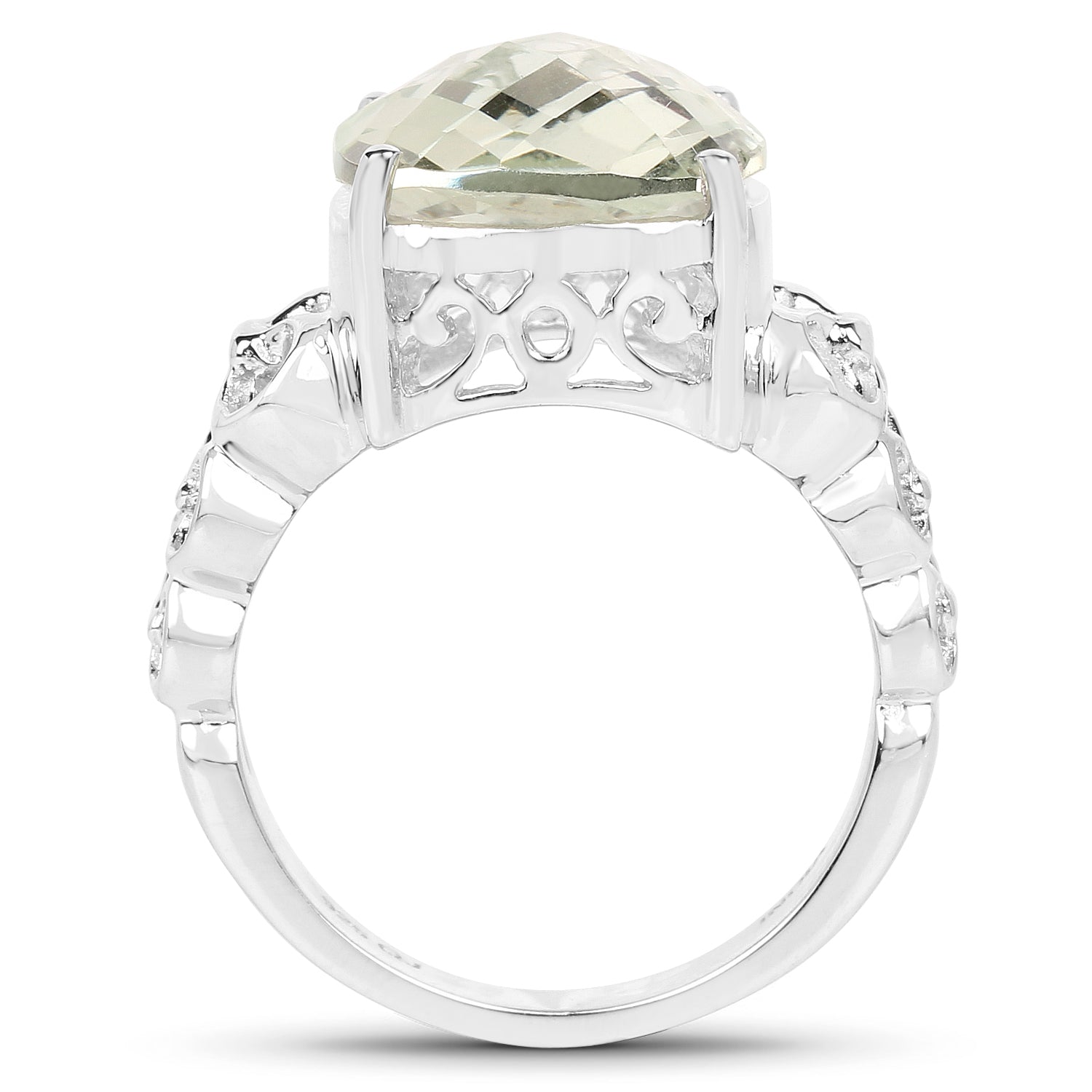 6.74 Carat Genuine Green Amethyst .925 Sterling Silver Ring Bids.com