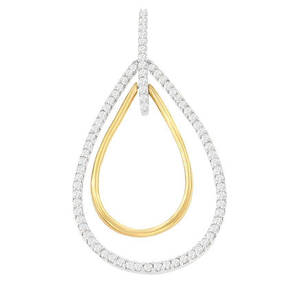 14K Two-Tone Gold Round Cut Diamond Double Burst Pendant Necklace (1.00 cttw, H-I Color, SI2-I1 Clarity) Bids.com