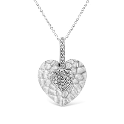 .925 Sterling Silver Pave-Set Diamond Accent Heart Shape 18" Pendant Necklace (I-J Color, I1-I2 Clarity) Bids.com
