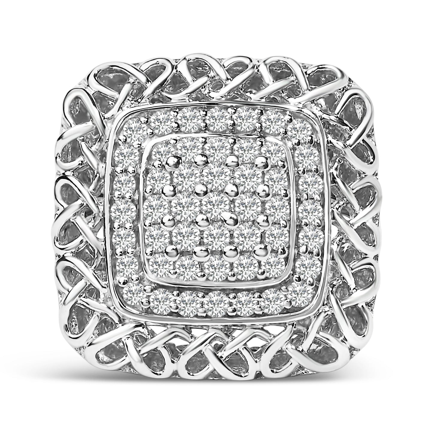 Sterling Silver 1.0 Cttw Diamond Celtic Knot Cocktail Ring Bids.com
