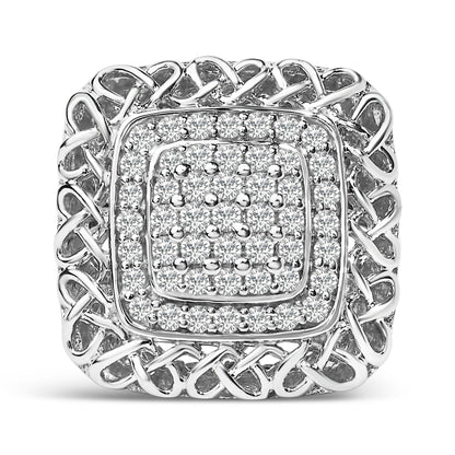 Sterling Silver 1.0 Cttw Diamond Celtic Knot Cocktail Ring Bids.com
