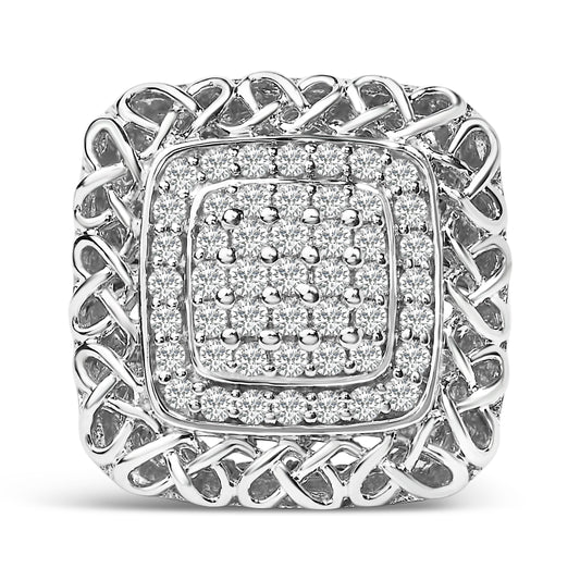 Sterling Silver 1.0 Cttw Diamond Celtic Knot Cocktail Ring Bids.com