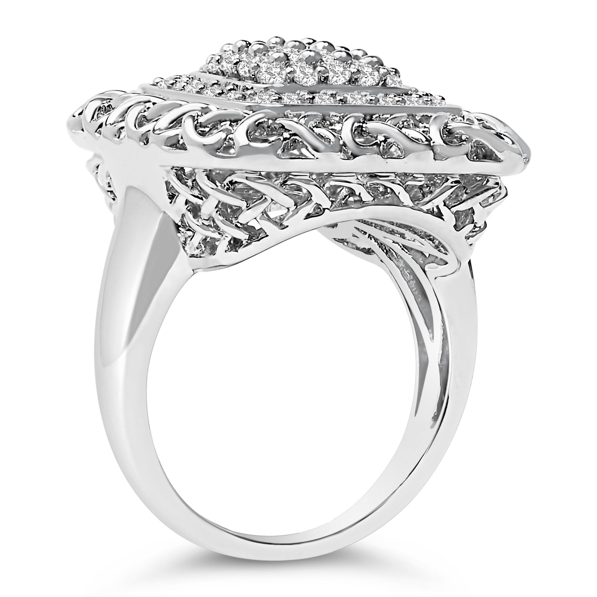 Sterling Silver 1.0 Cttw Diamond Celtic Knot Cocktail Ring Bids.com