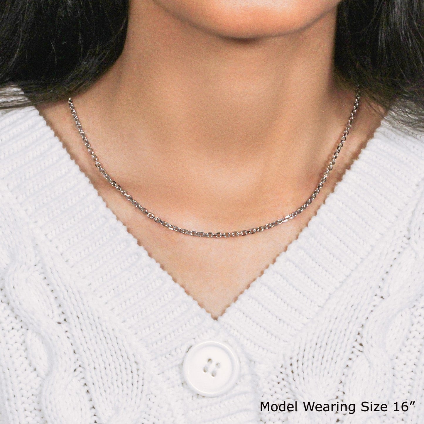 14k White Gold Diamond Cut Cable Link Chain (2.60 mm) Bids.com
