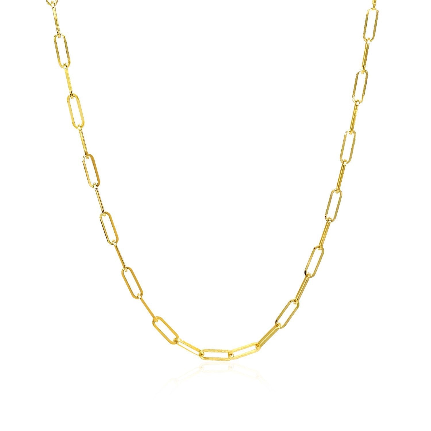 14K Yellow Gold Delicate Paperclip Chain (2.1mm) Bids.com