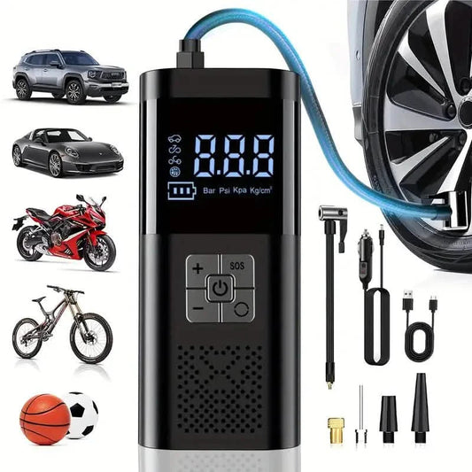 Portable Electric Tire Inflator – 150PSI Air Compressor with Digital Gauge & LED Light DailySale
