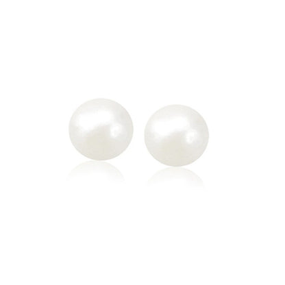 14k Yellow Gold Freshwater Cultured White Pearl Stud Earrings (8.0 mm) Bids.com