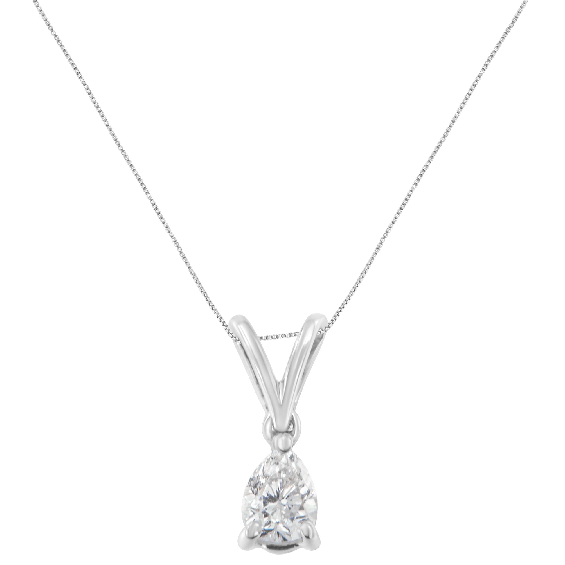 10K White Gold 1/5 cttw Diamond Pear Pendant Necklace (H-I, SI1-SI2) Bids.com