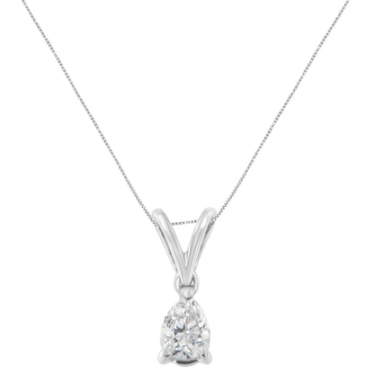 10K White Gold 1/5 cttw Diamond Pear Pendant Necklace (H-I, SI1-SI2) Bids.com