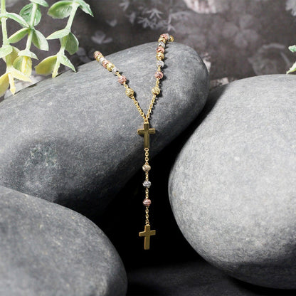 14k Tri-Color Gold Rosary Chain Necklace Bids.com