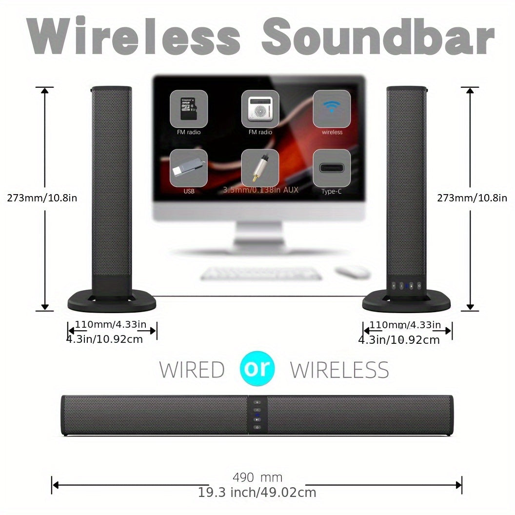 Wireless Soundbar for TV – 2-in-1 Detachable Bluetooth Speaker DailySale