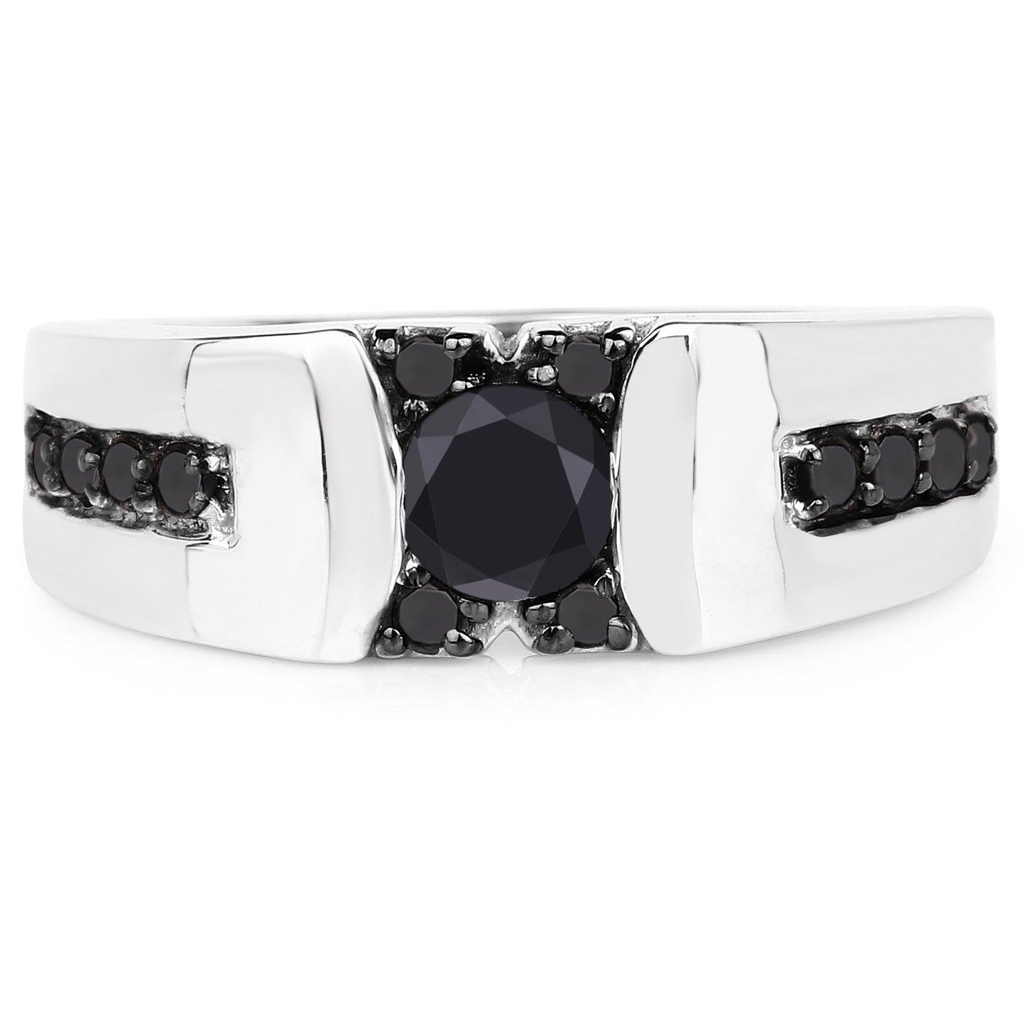 0.83 Carat Genuine Black Diamond .925 Sterling Silver Ring Bids.com