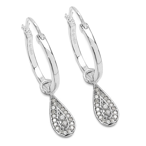 0.28 Carat Genuine White Diamond .925 Sterling Silver Earrings Bids.com