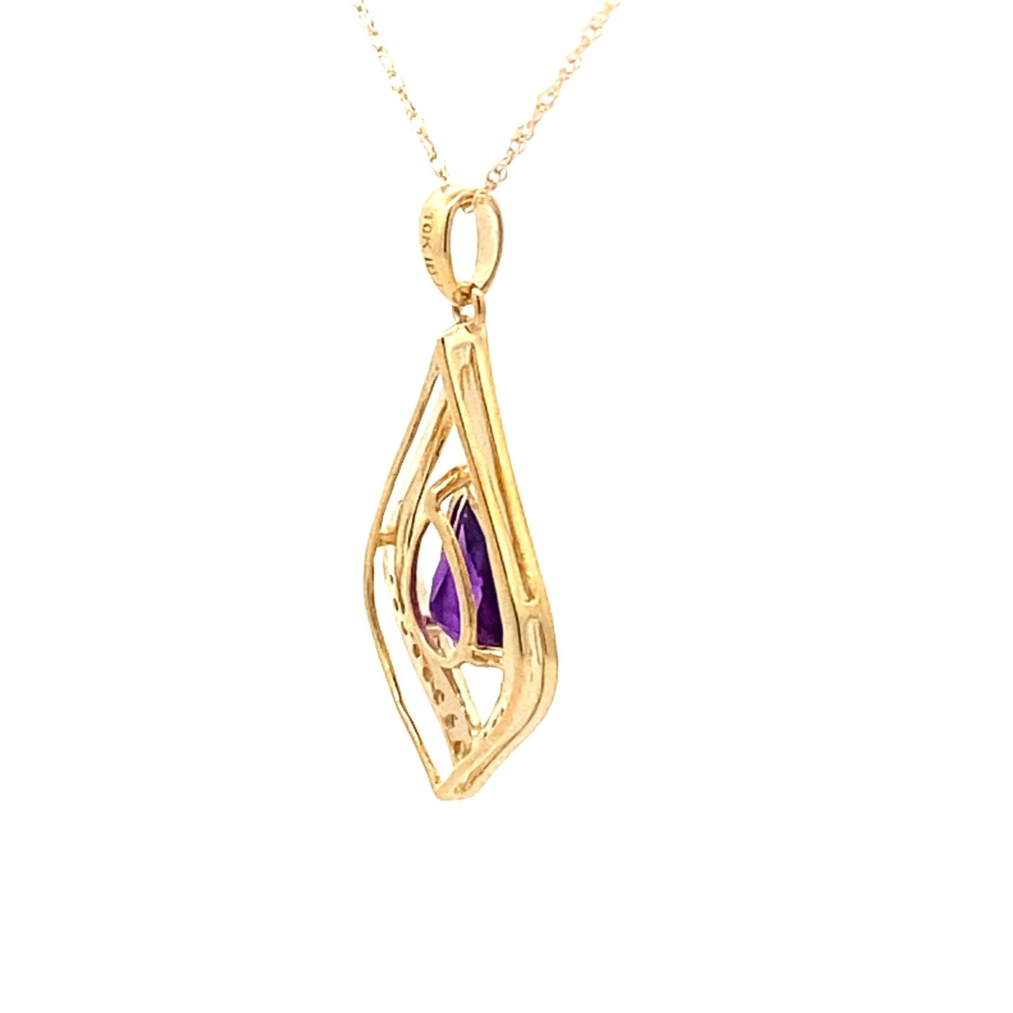 Amethyst Diamond Fashion Pendants 10KT Yellow Gold Bids.com