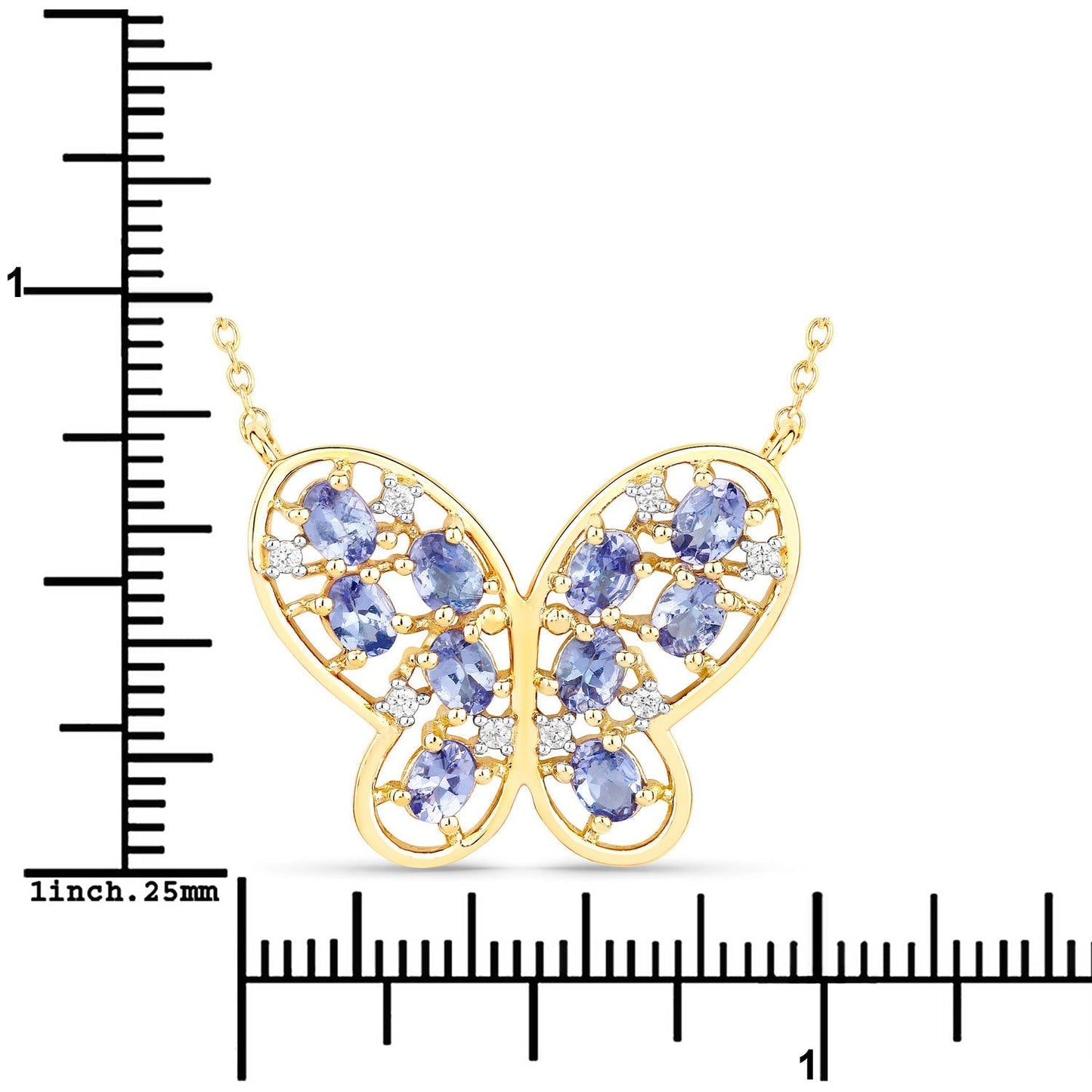 1.86 Carat Genuine Tanzanite and White Zircon .925 Sterling Silver Necklace Bids.com