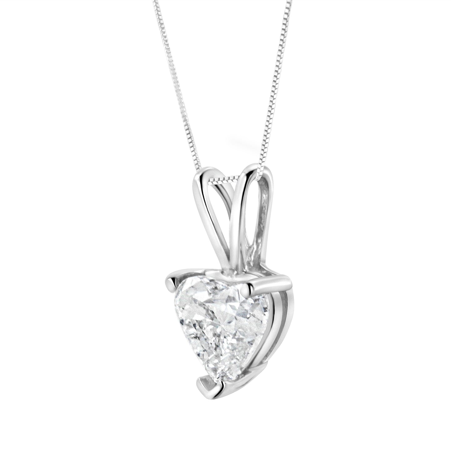 14K White Gold 1/5 Cttw 3-Prong Set Heart Shaped Solitaire Lab Grown Diamond 18" Pendant Necklace (F-G Color, VS2-SI1 Clarity) Bids.com