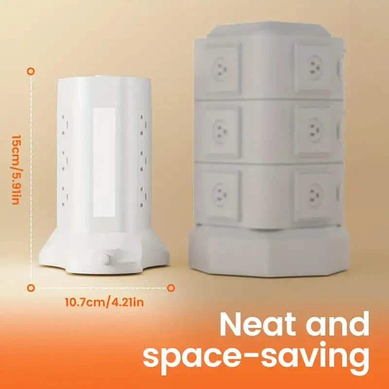 14-in-1 Power Strip Tower with 4 USB Ports & 9 AC Outlets, 10ft Extension Cable, Adjustable 3-Color Night Light DailySale