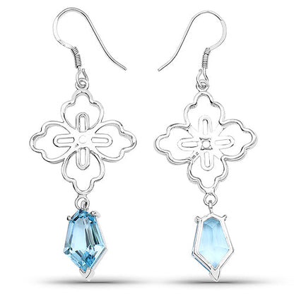 12.82 Carat Genuine Swiss Blue Topaz .925 Sterling Silver Earrings Bids.com