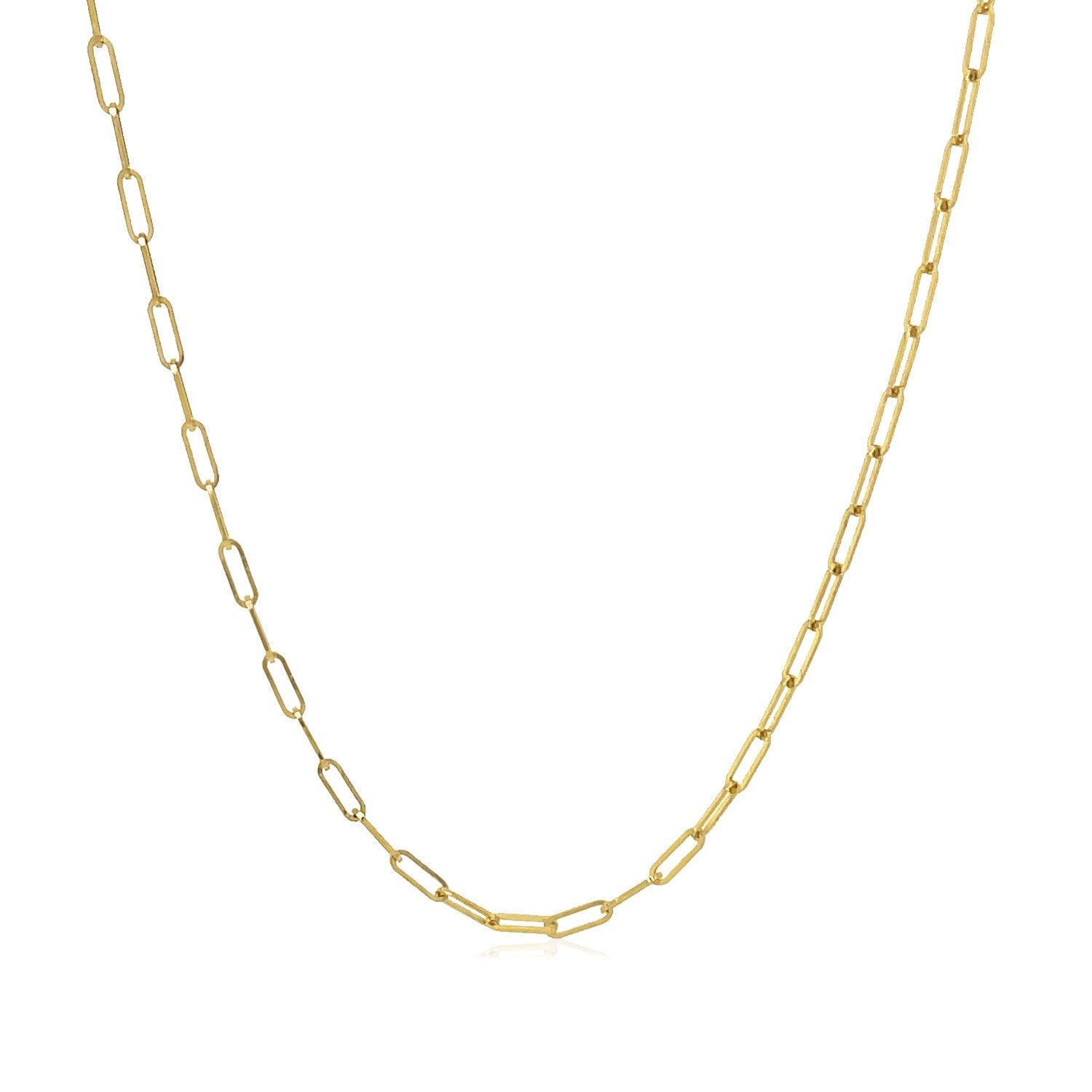 14K Yellow Gold Fine Paperclip Chain (1.5mm) Bids.com