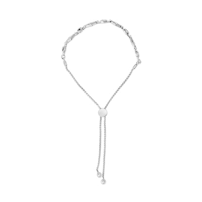 .925 Sterling Silver 1/2 Cttw Diamond Alternating Circle and Kite Link Adjustable Bolo Bracelet (I-J Color, I3 Clarity) - 4" to 10" Inches Bids.com