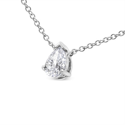 14K White Gold 1/2 Cttw Lab Grown Pear Shape Solitaire Diamond Pendent 18" Necklace (F-G Color, VS2-SI1 Clarity) Bids.com