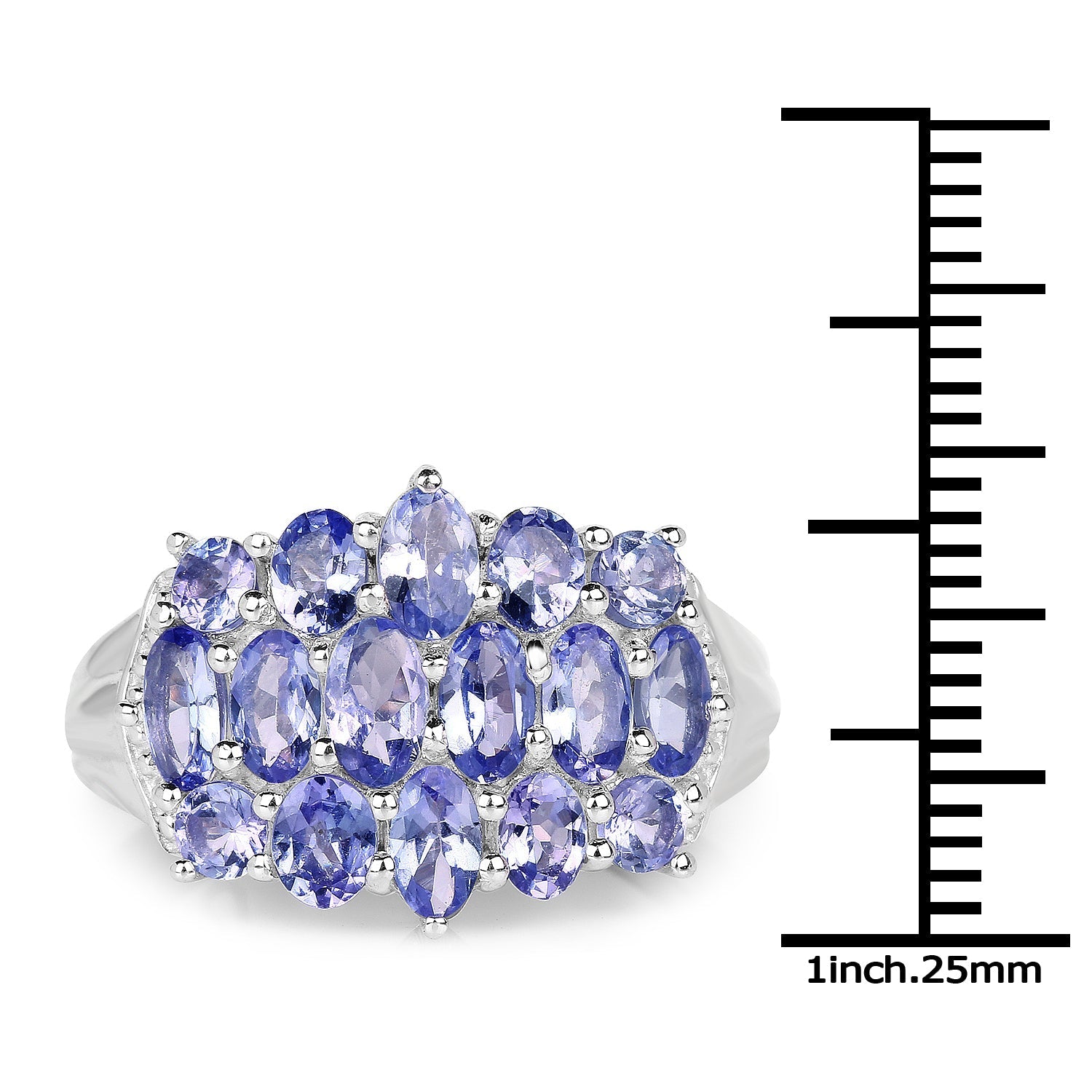 3.08 Carat Genuine Tanzanite .925 Sterling Silver Ring Bids.com