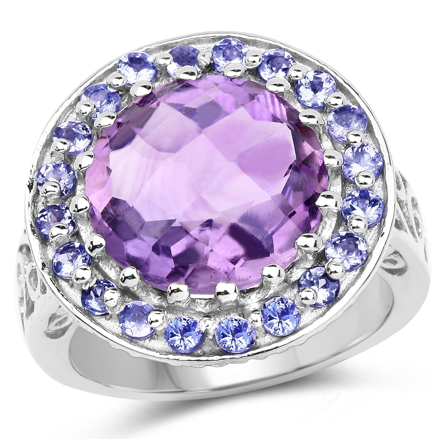 5.95 Carat Genuine Amethyst and Tanzanite .925 Sterling Silver Ring Bids.com