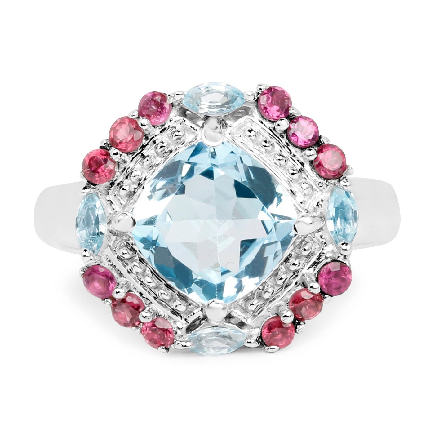 4.73 Carat Genuine Blue Topaz and Rhodolite .925 Sterling Silver Ring Bids.com