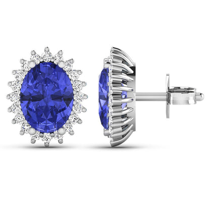 2.56 Carat Genuine Tanzanite and White Diamond 14K White Gold Earrings Bids.com