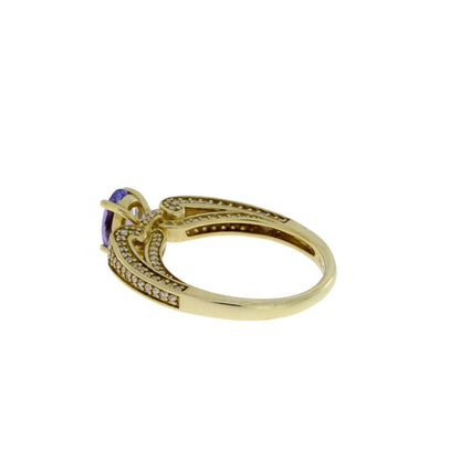 1.45ct Tanzanite Diamond Eng Only 14KT Yellow Gold Bids.com