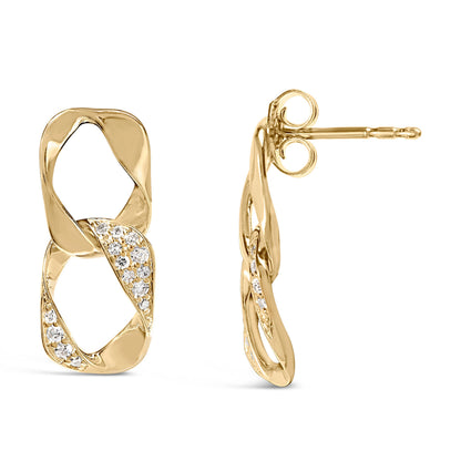 14K Yellow Gold Plated .925 Sterling Silver Open Link 1/5 Cttw Diamond Drop Earrings (H-I Color, I1-I2 Clarity) Bids.com