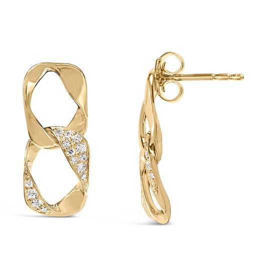 14K Yellow Gold Plated .925 Sterling Silver Open Link 1/5 Cttw Diamond Drop Earrings (H-I Color, I1-I2 Clarity) Bids.com