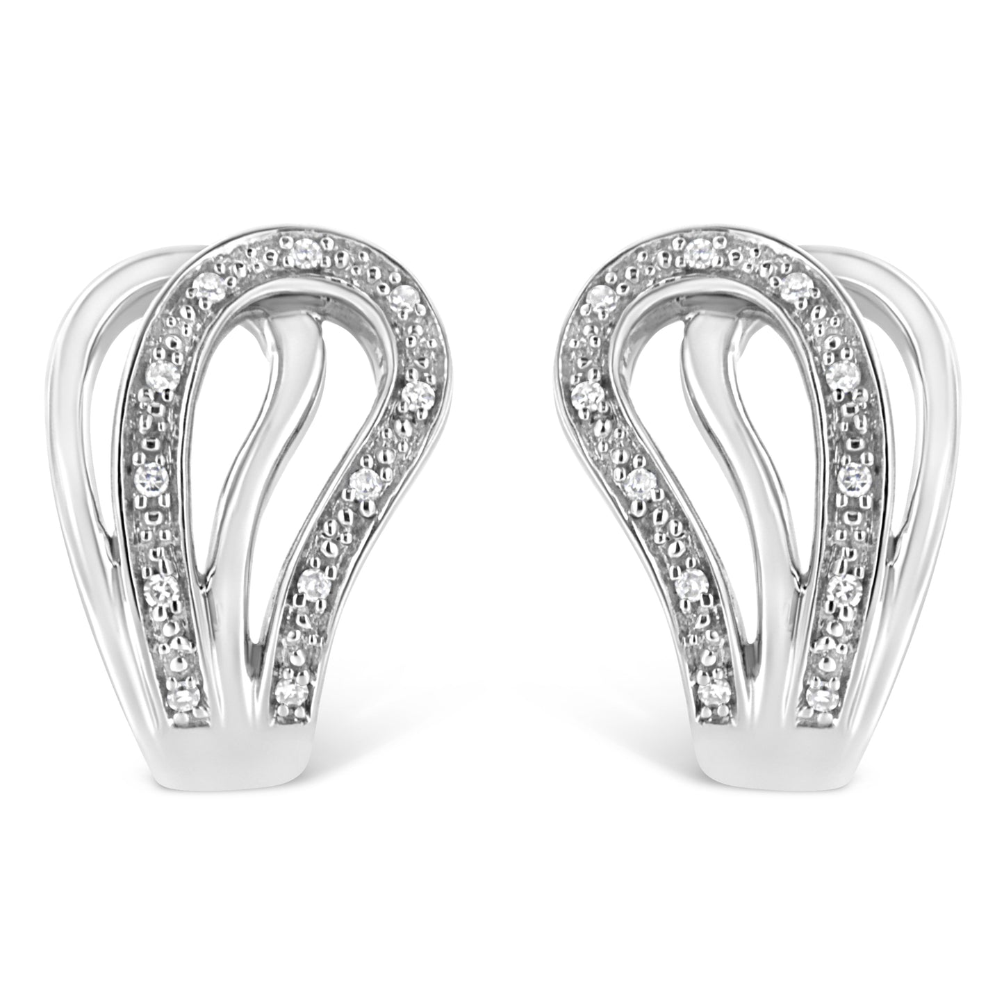 .925 Sterling Silver Pave-Set Diamond Accent Horseshoe Hoop Earring (I-J Color, I1-I2 Clarity) Bids.com