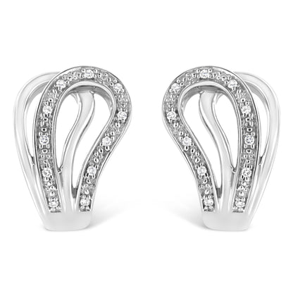 .925 Sterling Silver Pave-Set Diamond Accent Horseshoe Hoop Earring (I-J Color, I1-I2 Clarity) Bids.com