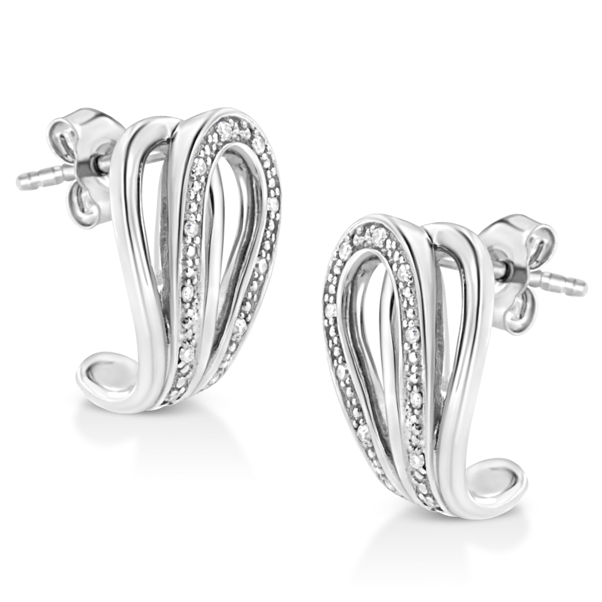 .925 Sterling Silver Pave-Set Diamond Accent Horseshoe Hoop Earring (I-J Color, I1-I2 Clarity) Bids.com