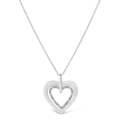.925 Sterling Silver Prong-Set Diamond Accent Double Heart 18" Pendant Necklace (I-J Color, I1-I2 Clarity) Bids.com
