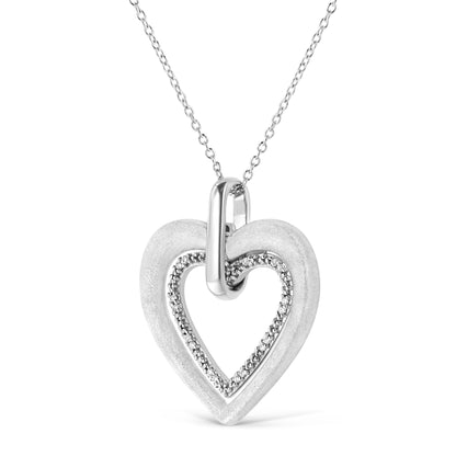 .925 Sterling Silver Prong-Set Diamond Accent Double Heart 18" Pendant Necklace (I-J Color, I1-I2 Clarity) Bids.com