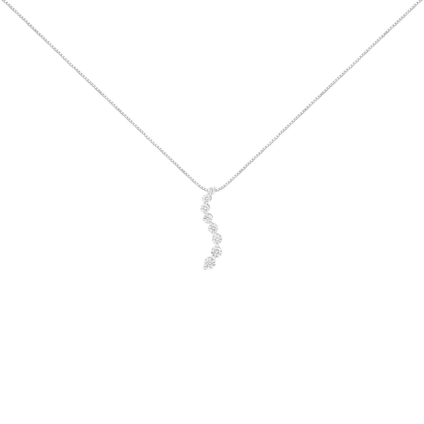 AGS Certified 14k White Gold 3.0 Cttw Baguette and Brilliant Round-Cut Diamond Journey 18" Pendant Necklace (F-G Color, I1-I2 Clarity) Bids.com