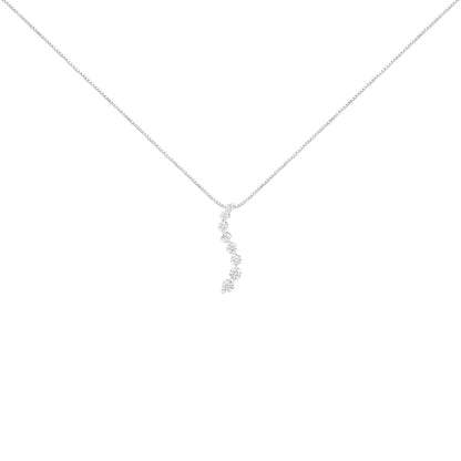 AGS Certified 14k White Gold 3.0 Cttw Baguette and Brilliant Round-Cut Diamond Journey 18" Pendant Necklace (K-L Color, I1-I2 Clarity) Bids.com