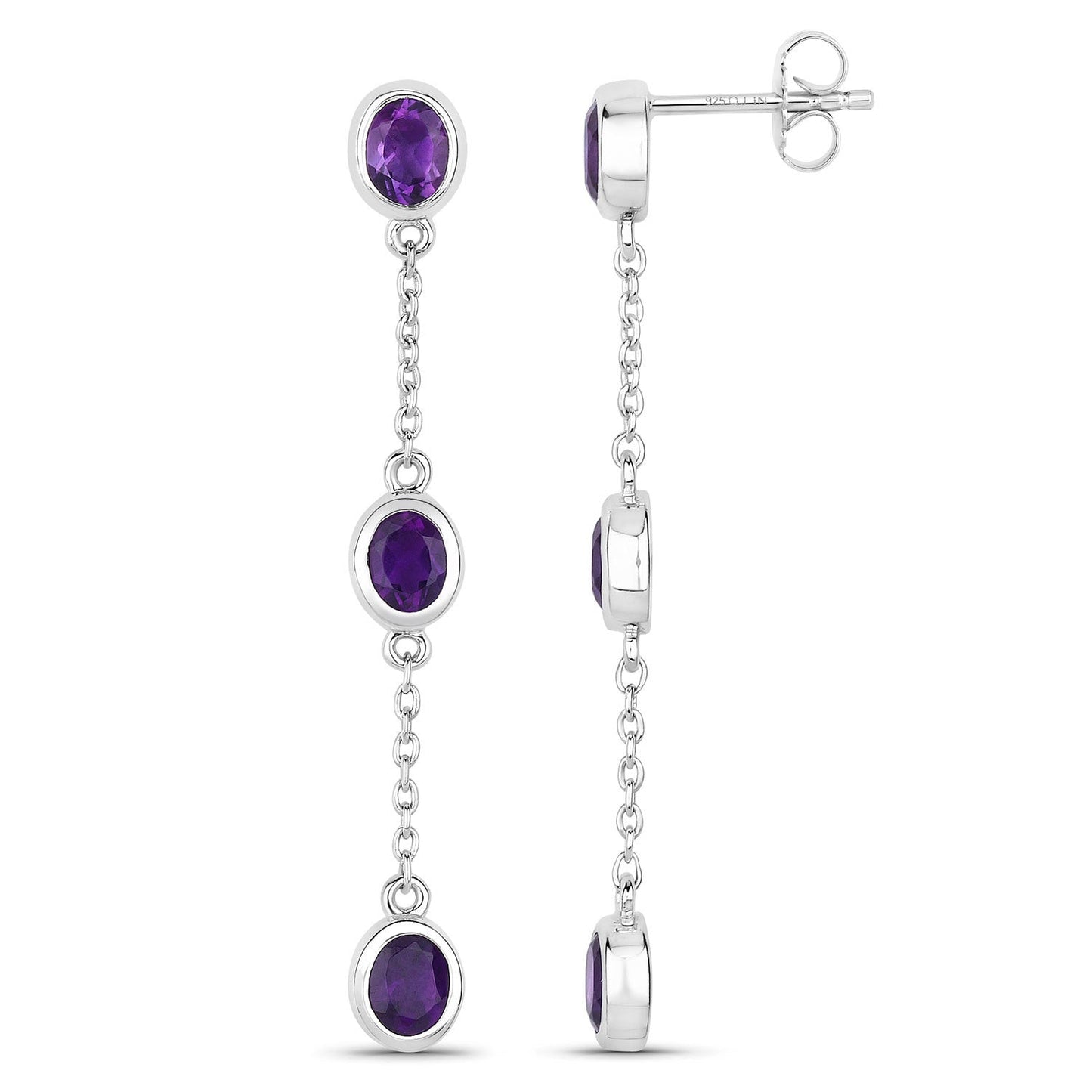 2.04 Carat Genuine Amethyst .925 Sterling Silver Earrings Bids.com