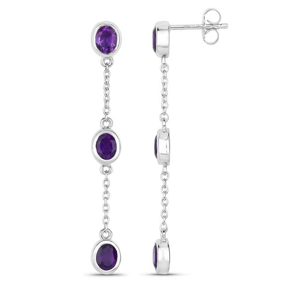 2.04 Carat Genuine Amethyst .925 Sterling Silver Earrings Bids.com