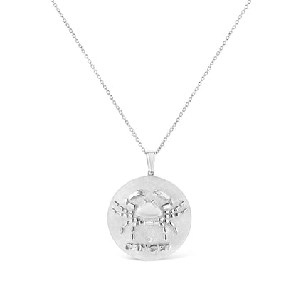 .925 Sterling Silver Diamond Accent Cancer Zodiac Design 18" Pendant Necklace Medallion (K-L Color, I1-I2 Clarity) Bids.com