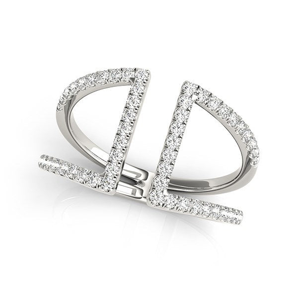 14k White Gold Open Style Dual Band Ring with Diamonds (1/2 cttw) Bids.com