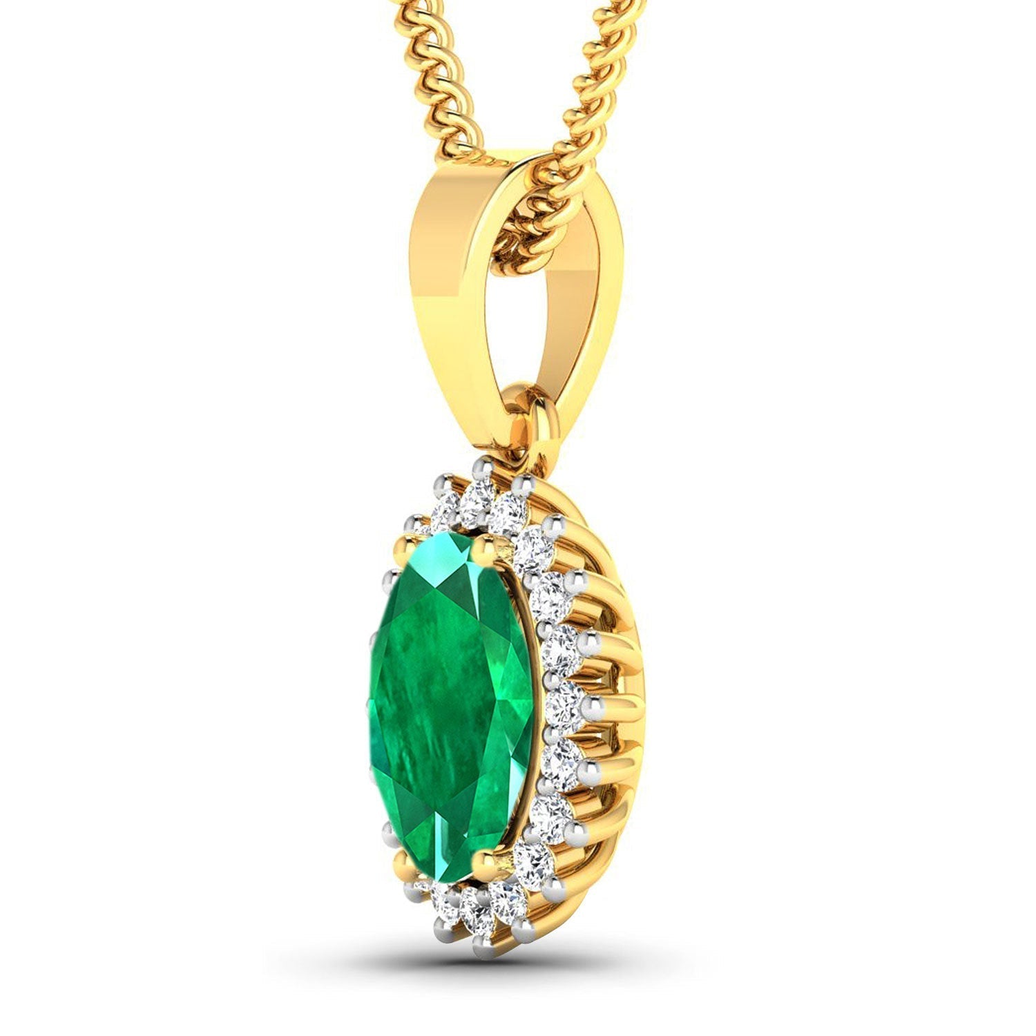 1.13 Carat Genuine Zambian Emerald and White Diamond 14K Yellow Gold Pendant Bids.com