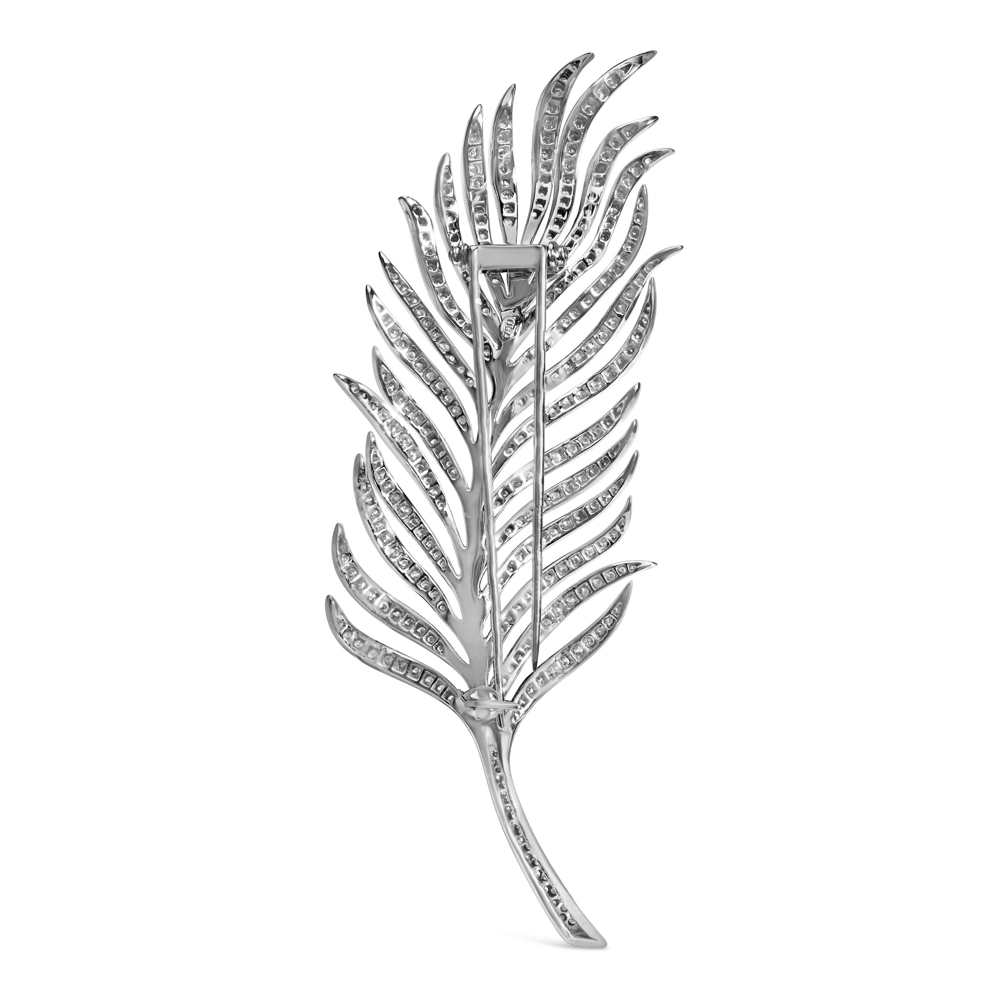 18K White Gold 2 7/8 Cttw Diamond Feather Brooch Pin (G-H Color, VS1-VS2 Clarity) Bids.com